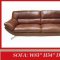 Brown Leather Modern Living Room Sofa w/Metal Legs