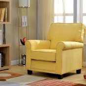 Belem Set of 2 Accent Chairs CM-AC6056YW in Yellow Flax Fabric