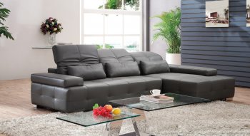 S812-DG Sectional Sofa in Dark Gray Leather by Pantek [PKSS-S812-DG Dark Gray]