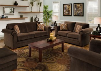 Chocolate Fabric Modern Casual Living Room Sofa & Loveseat Set [AFS-1000-Chocolate]