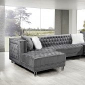 LCL-010 Sectional Sofa in Gray Velvet