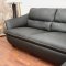 Black Leather Contemporary Sectional Sofa w/White Stitching