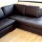 Brown Tufted Leather Right Facing Chaise Modern Sectional Sofa