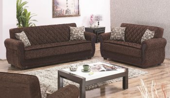 Sunrise Sofa Bed Convertible Dark Brown Fabric w/Optional Items [MYSB-Sunrise]