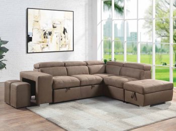Acoose Sectional Sofa LV01025 in Brown Fabric by Acme w/Sleeper [AMSS-LV01025 Acoose]