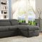 Patty Sectional Sofa CM6514BK in Graphite Faux Nubuck Fabric