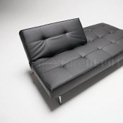Splitback Sofa Bed in Black w/Steel Legs by Innovation