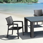 Black Weave Modern 5Pc Outdoor Dinette Set w/Glass Top Table