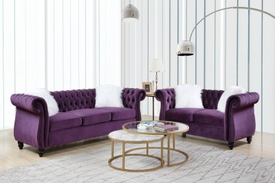 Thotton Sofa LV00340 in Purple Velvet by Acme w/Options
