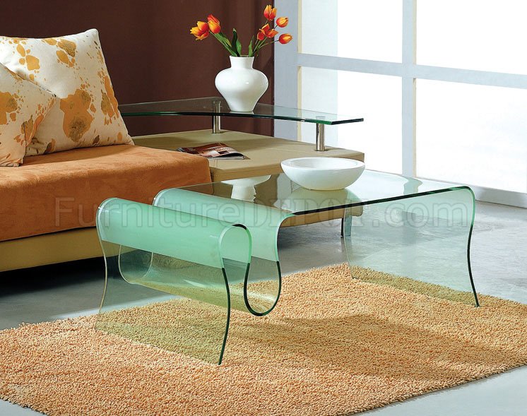 Curved Tempered Glass Modern Artistic Coffee Table - Click Image to Close