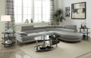 F6984 Sectional Sofa in Light Grey Bonded Leather by Boss