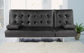 Black Leatherette Modern Sofa Bed Convertible w/Tufted Seat [AHUSB-Trio-Leatherette-Black]