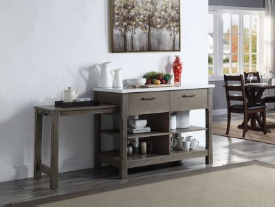 Feivel Kitchen Island w/Pull Out Table DN00307 Rustic Oak - Acme