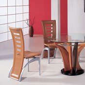 Glass Top Dinette Set With Wooden Legs And Marble Base