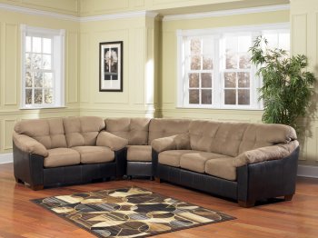 Cocoa Microfiber Modern Sectional w/Faux Leather Base [JTSS-35900]