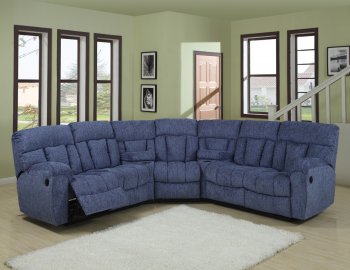 Blue or Beige Fabric Modern 5Pc Reclining Sectional Sofa [WDSS-2109]