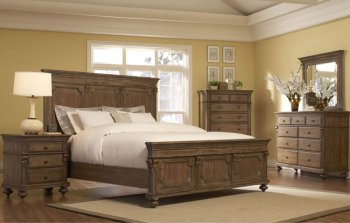 Gray Driftwood Traditional Bedroom w/Panel Bed & Optional Items [HEBS-845 Eastover]