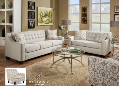959 Sofa & Loveseat in Stone Fabric by Albany w/Option