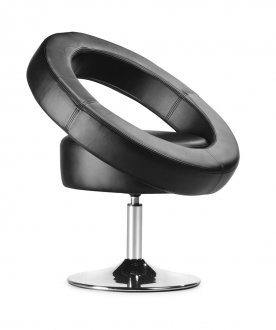 Black or White Leatherette Modern Club Chair w/Circle Back