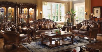 Vendome Sofa in Brown Leatherette 52001 by Acme w/Optional Items [AMS-52001 Vendome]