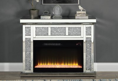 Noralie Electric Fireplace AC00513 in Mirrored by Acme