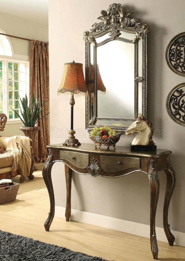 Kelsey Console Table & Mirror Set 97233 in Bronze Taupe by Acme - Click Image to Close