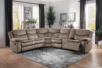 Bastrop Reclining Sectional Sofa 8230FBR in Brown by Homelegance [HESS-8230FBR Bastrop]