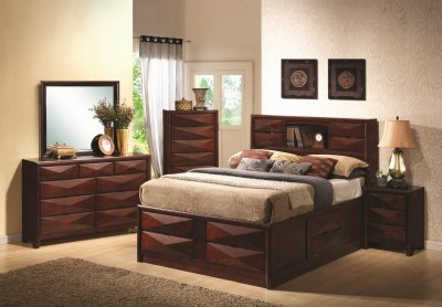 Brown Cherry Finish Bree Modern Bedroom w/Options By Coaster