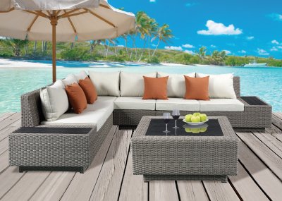 Salena Patio Sectional & Cocktail Table 45020 in Gray by Acme