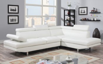 4013 Sectional Sofa in White Bonded Leather [EGSS-4013]