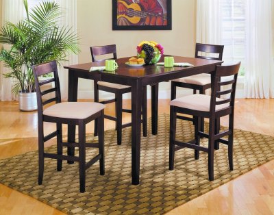 Rich Merlot Finish Contemporary Counter Height 5Pc Dinette Set