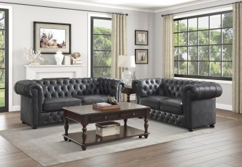 Tiverton Sofa & Loveseat Set 9335GRY in Gray by Homelegance [HES-9335GRY Tiverton]