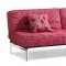 Red Microfiber Convertible Sleeper Sofa with Split Back