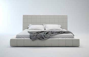 Dove Grey Tufted Fabric Modern Bed w/Oversized Headboard [MLBS-MD321 Thompson Dove Grey]