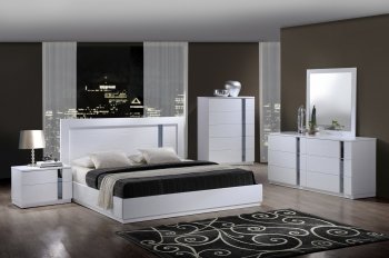 Jody Bedroom in White by Global w/Platform Bed & Options [GFBS-Jody]