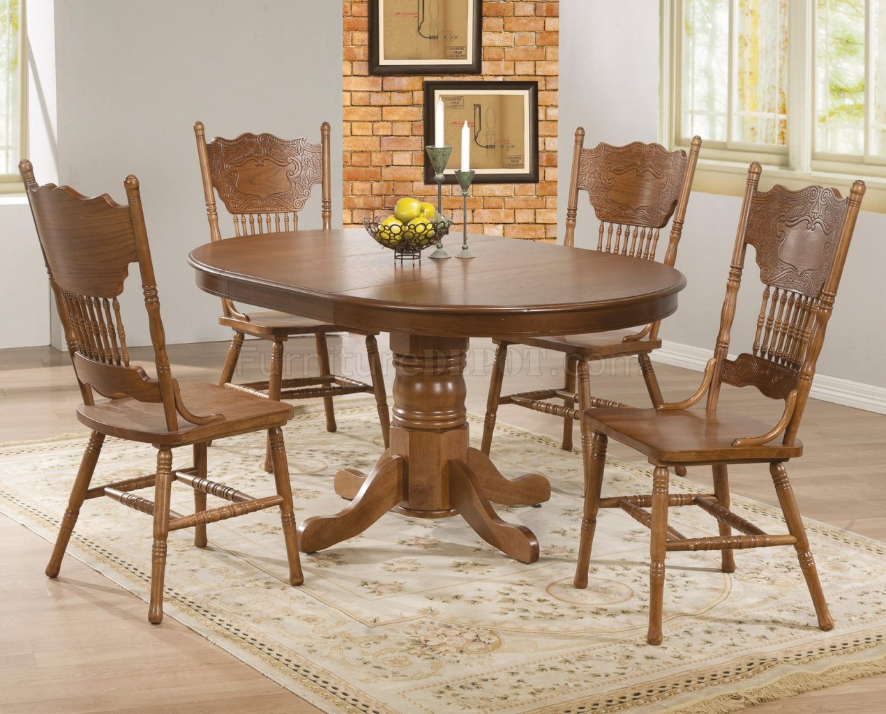 104261 Brooks 5Pc Dining Set by Coaster in Oak w/Options - Click Image to Close