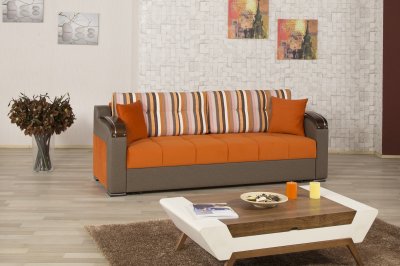 Divan Deluxe Signature Sofa Bed in Orange Fabric by Casamode