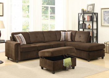 Belville Sectional Sofa 52700 in Chocolate Velvet by Acme [AMSS-52700-Belville]