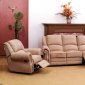 Beige Suede Fabric Traditional Reclining Sofa w/Optional Items