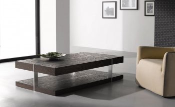 Wenge Zebrano Finish Modern Coffee Table W/Metal Accents [JMCT-857]