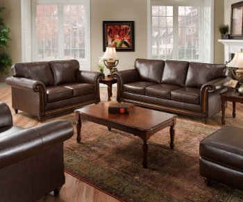 Coffee Soft Bonded Leather Sofa & Loveseat Set w/Options [UDS-8001-Coffee]