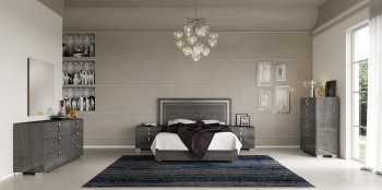 Sarah Bedroom in High Gloss Grey by At Home USA w/Options [AHUBS-Sarah Grey]