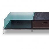Wenge Finish Contemporary Tv Stand With Glass Storages