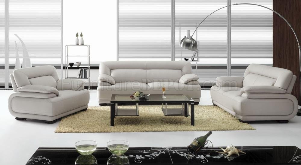 Light Grey Leather Modern 3pc Sofa, Grey Leather Sofa Modern