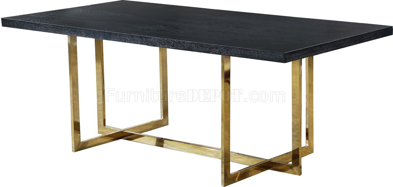 Dining Table with Steel Legs MDF Plate Melamine Veneered Black 120x60cm en.casa 