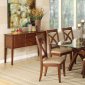 Brown Cherry Finish Glass Top Dining Table w/Optional Items