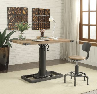 Empleton Adjustable Height Desk & Chair CM-DK6364S in Rustic Oak
