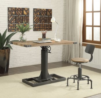 Empleton Adjustable Height Desk & Chair CM-DK6364S in Rustic Oak [FAOD-CM-DK6364S-Empleton]