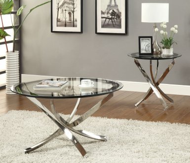 702588 Coffee Table 3Pc Set by Coaster w/Glass Top