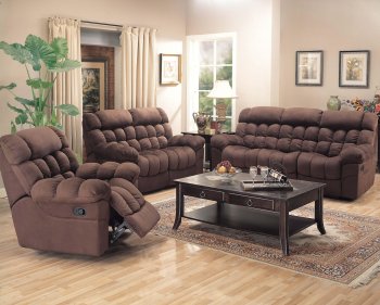 Chocolate Microfiber Modern Reclining Living Room Sofa w/Options [CRS-600401]